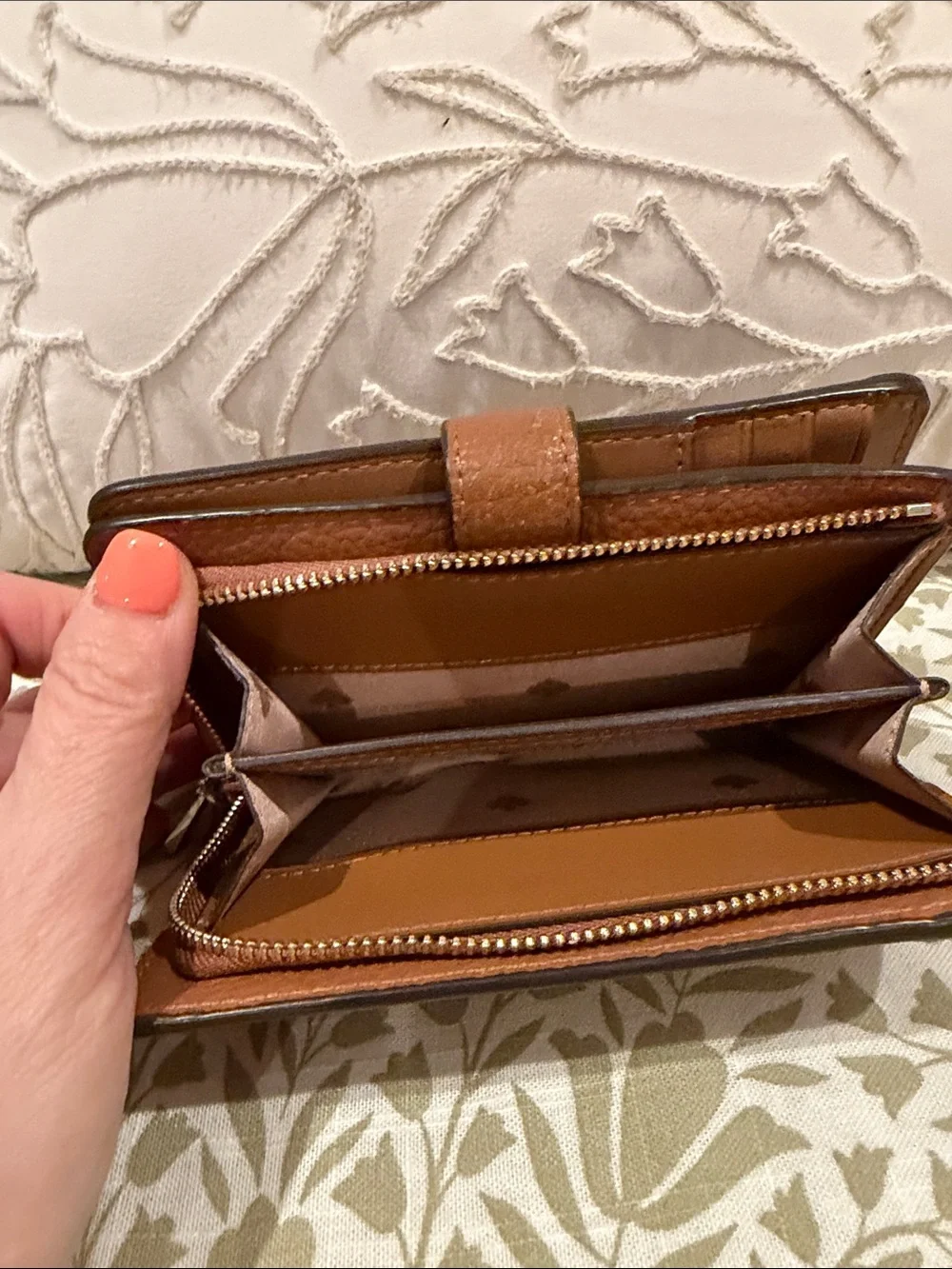 kate spade New York Cognac Pebbled Leather Zip Wallet